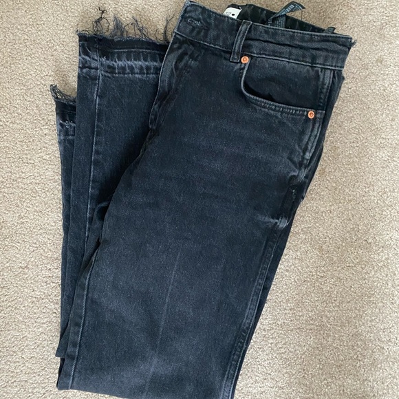 Zara Jeans Zw The Ness Cropped Flare Jeans Black Poshmark